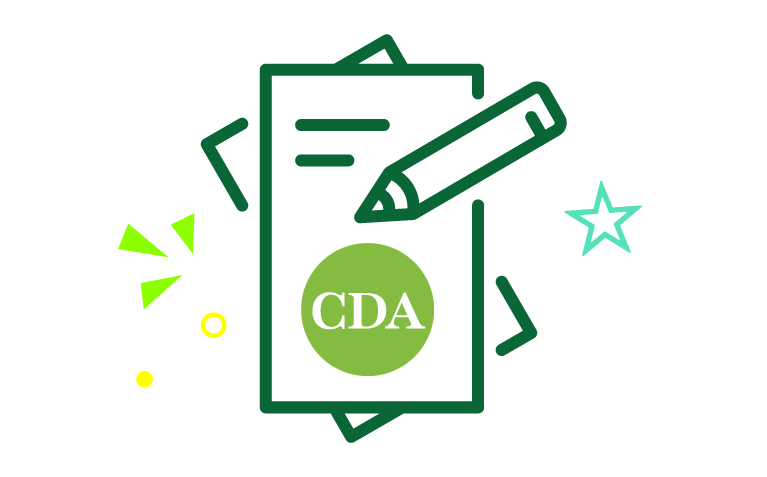 Icon of pencil and paper representing CDA Application Fee Scholarships