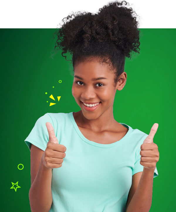 Montessori Scholarships Section Image: Smiling woman with thumbs up.